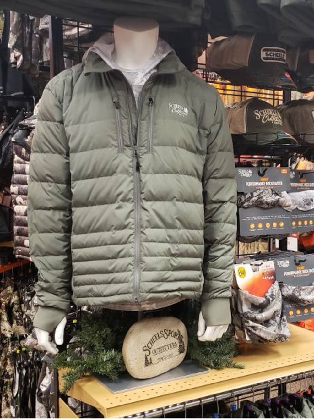 $160 Men's Scheels Outfitters Ram River Down Puffer/Puffy Jacket olive green XL